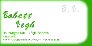 babett vegh business card